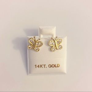 Gold Plated Butterfly Stud Earrings